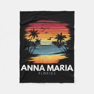 Anna Maria Beach Florida Surfboard Surfing Vintage Fleece Blanket