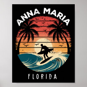 Anna Maria Beach Florida Surfboard Waves Beach  Poster