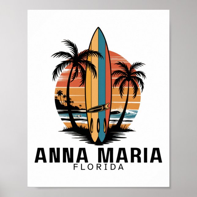 Anna Maria Beach Florida Surfing Surfer  Poster (Front)