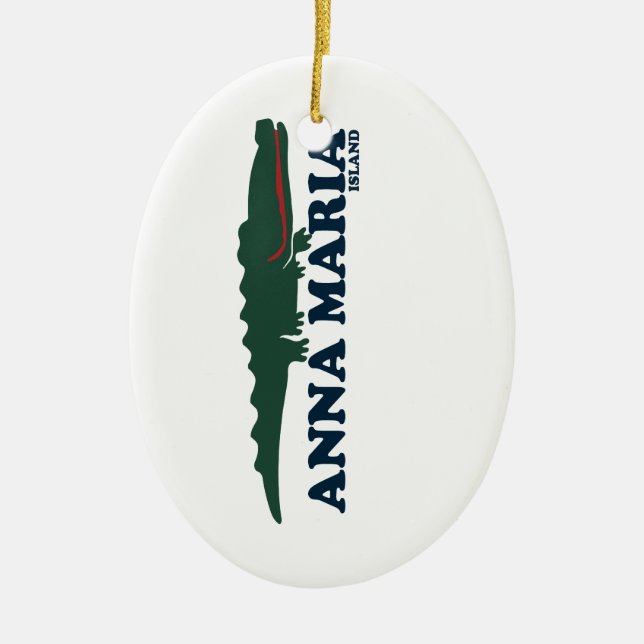 Anna Maria Island - Alligator. Ceramic Tree Decoration (Front)