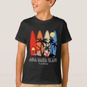 Anna Maria Island Beach Florida Retro Surfboard Vi T-Shirt