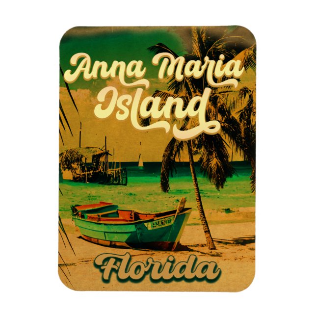 Anna Maria island Florida Beach Retro Souvenir 60s Magnet (Vertical)