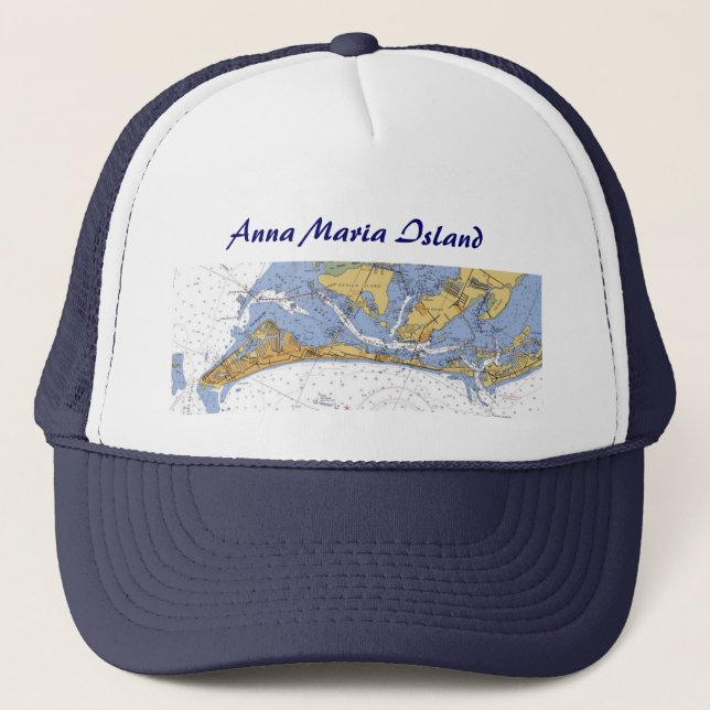 Anna Maria Island Florida Nautical Chart Hat (Front)