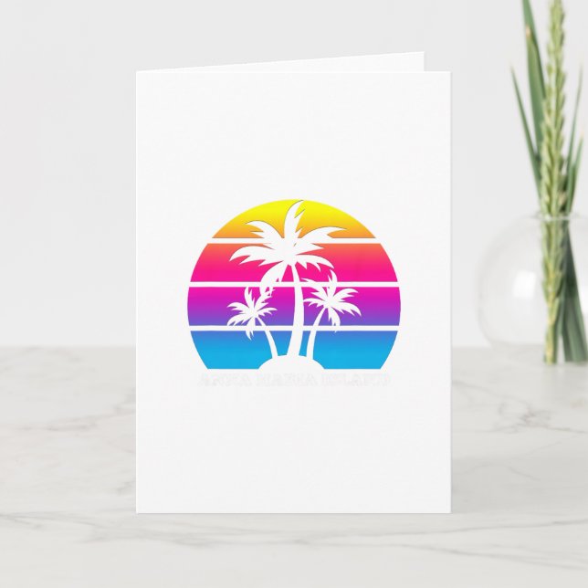 Anna Maria Island Florida Retro Palm Tree Vacation Card (Front)