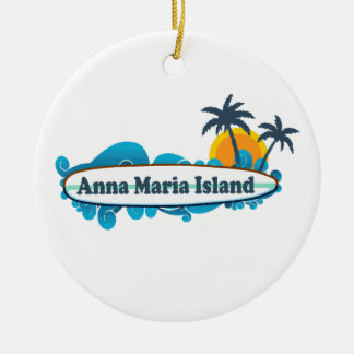 Anna Maria Island - Surf Design. Ceramic Tree Decoration