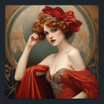 Anna Marie An Art Deco Woman Poster<br><div class="desc">Anna Marie An Art Deco Woman depicts a gorgeous flapper. She is wearing a beautiful auburn colour which matches her hair. It's a glorious combination with her gown embellished with gold. She is wearing a fascinator in her hair which is jewelled and matches exactly. Behind her is an Art Deco...</div>