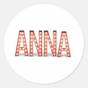 Anna Marquee Lights  Classic Round Sticker