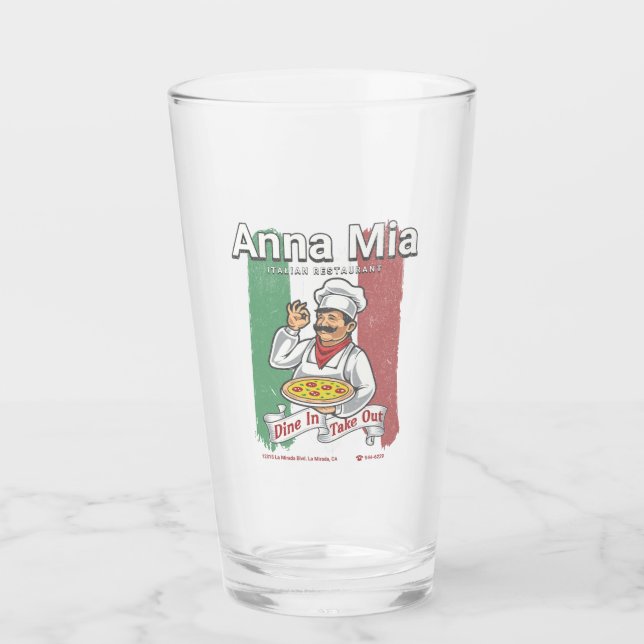 Anna Mia Italian Restaurant - Vintage Collector Glass (Front)