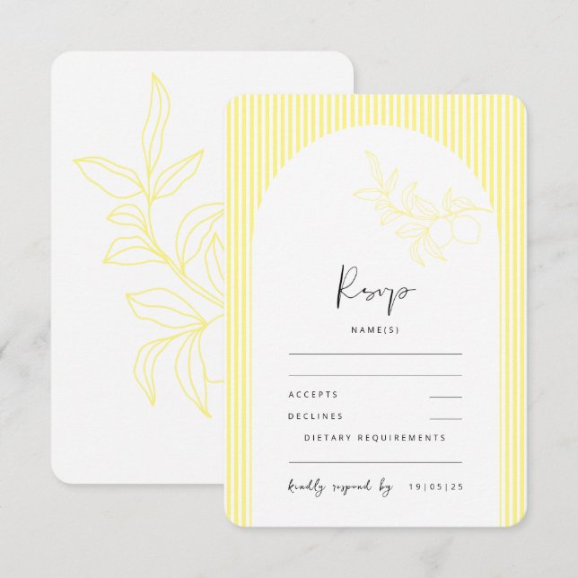 ANNA Modern Italian Lemon Stripes RSVP Card (Front/Back)