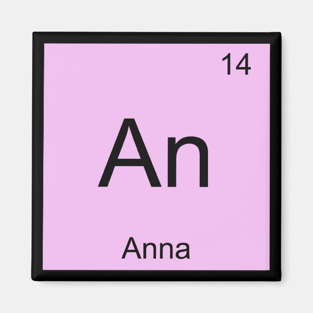 Anna Name Chemistry Element Periodic Table Magnet (Front)