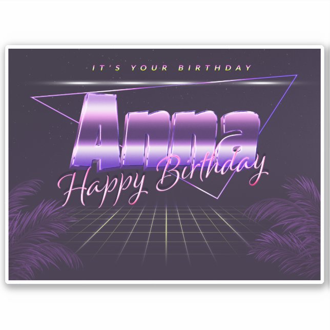 Anna Name First name lila retro Sticker Birthday (Front)