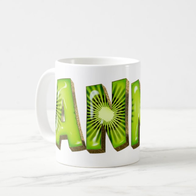 Anna Name Kiwi Style Cup Tea Cup Coffee Cup (Front Left)