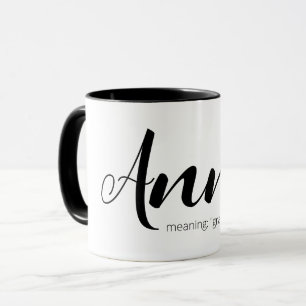 ANNA Name Meaning Minimal Modern Black Text Girls Mug