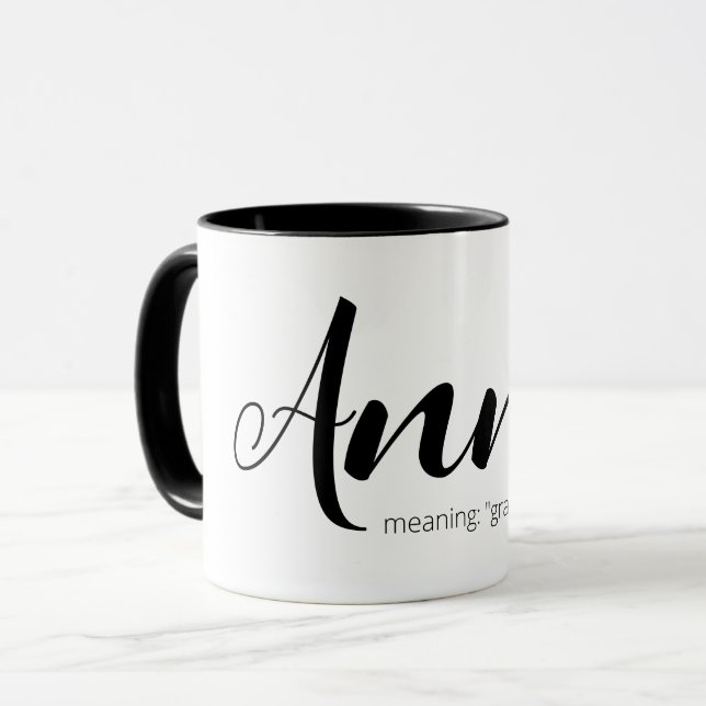 ANNA Name Meaning Minimal Modern Black Text Girls  Mug (Front Left)