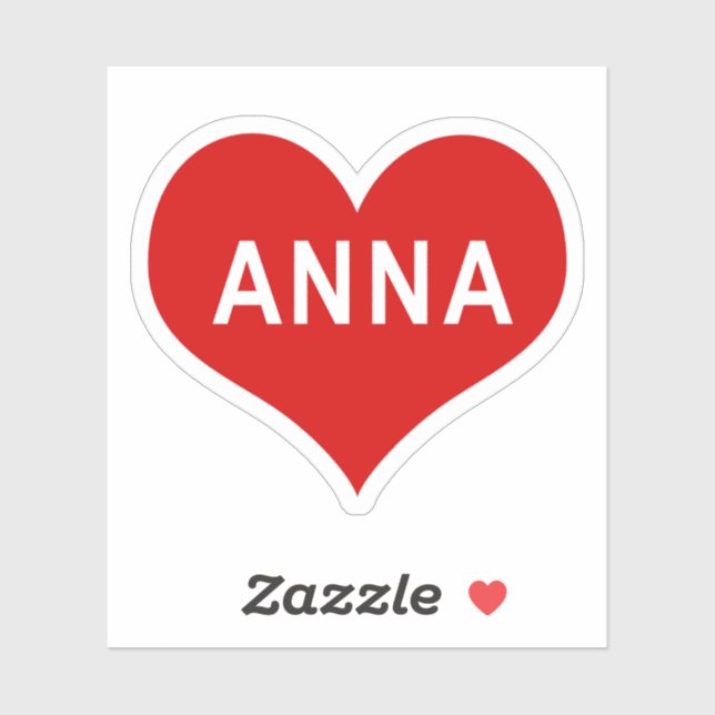ANNA NAME Red Love Heart Vinyl Sticker (Sheet)