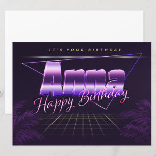 Anna Name Vorname lila retro Karte Geburtstag Card