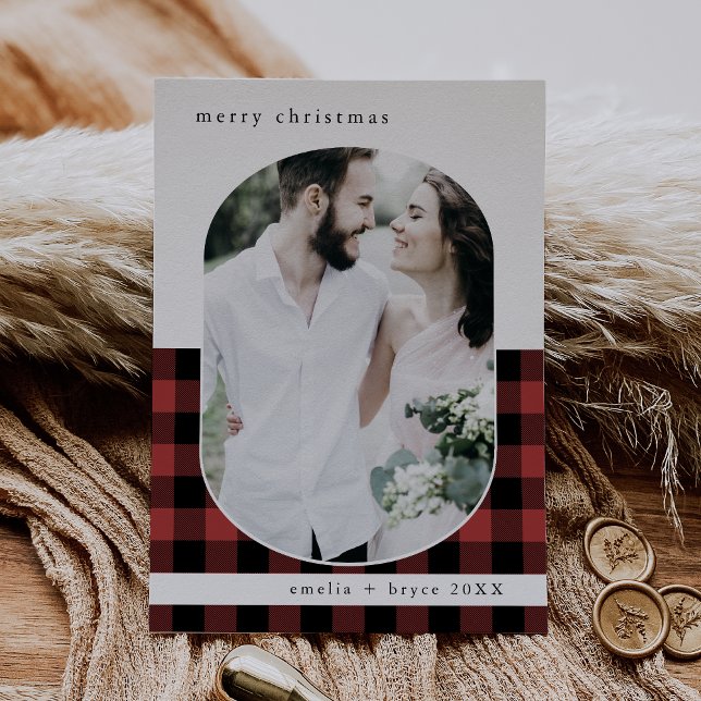 ANNA Red Buffalo Plaid Family Photo Christmas Holiday Card (ANNA Red Buffalo Plaid Family Photo Christmas Holiday Card)