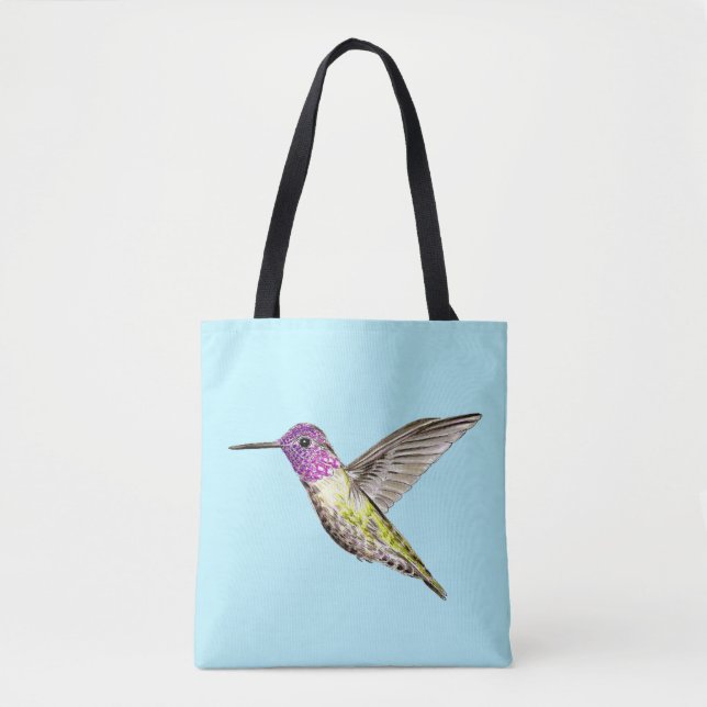 Anna’s Hummingbird Illustration Tote Bag (Front)