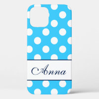 Anna - Template for Your Name, Big Polka Dots Blue
