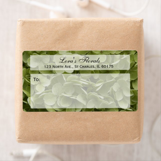 Annabelle Hydrangea Floral Shipping Label (Insitu)