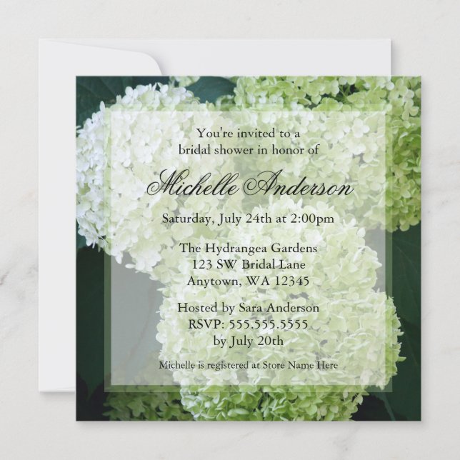 Annabelle Hydrangeas Bridal Shower Invitations (Front)