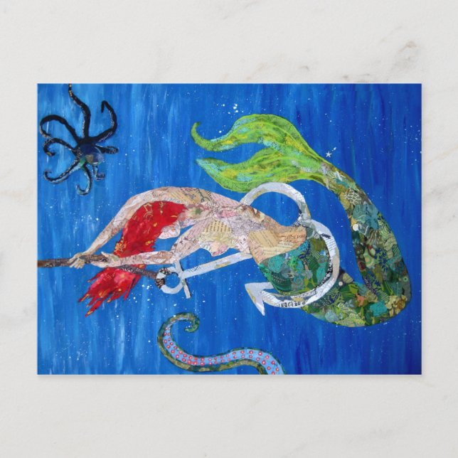 Annabelle - mermaid collage art postcard (Front)