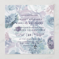 Annabelle Vintage Blue Floral Chic Wedding Square