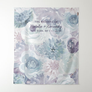 Annabelle Vintage Blue Floral Photo Booth Backdrop Tapestry