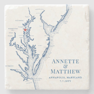 Annapolis Chesapeake Bay Destination Wedding Favou Stone Coaster