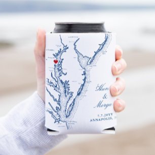 Annapolis Chesapeake Bay Map Wedding Favor Drink Can Cooler