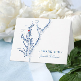 Annapolis Chesapeake Bay Map Wedding Personalised Thank You Card