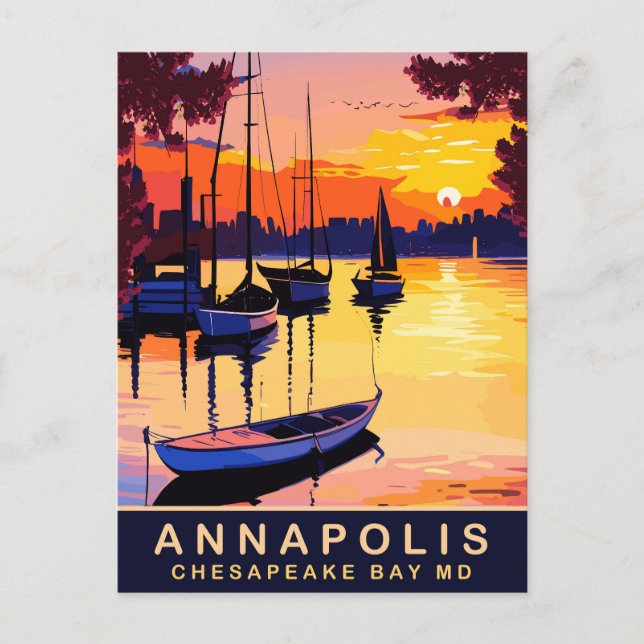 Annapolis, Chesepeake Bay, Maryland, Travel Postcard (Front)