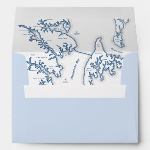 Annapolis Kent Island Map Light Blue Wedding Envelope