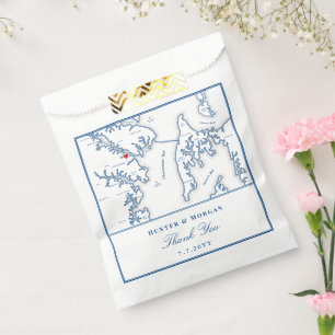 Annapolis Kent Island Map Navy Thank You Wedding Favour Bags