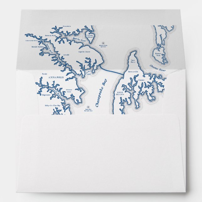 Annapolis Kent Island Wedding Map White Envelope (Back (Bottom))