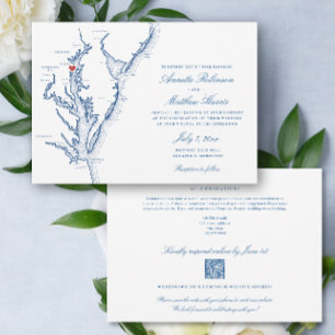 Annapolis Maryland all-in-one QR code RSVP Wedding Invitation