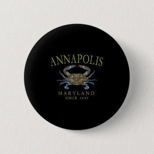 Annapolis Maryland Blue Crab Since 1649 Arched Oli 6 Cm Round Badge