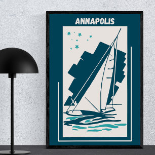 Annapolis, Maryland, Chesapeake - Vintage Sailing Poster