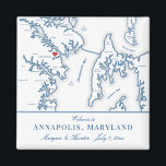 Annapolis Maryland Map Destination Wedding Favour Magnet<br><div class="desc">Quick and Easy ordering! These Annapolis MD map magnets make great Virginia wedding favours to include in your Maryland destination wedding welcome bags. Move the heart by clicking "Edit Using design tool" under "Personalise". Featuring a map of Annapolis and Kent Island artwork by Coastal Map Designs Labelled areas on this...</div>