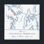 Annapolis Maryland Map Destination Wedding Favour Magnet<br><div class="desc">Quick and Easy ordering! These Annapolis MD map magnets make great Virginia wedding favours to include in your Maryland destination wedding welcome bags. Move the heart by clicking "Edit Using design tool" under "Personalise". Featuring a map of Annapolis and Kent Island artwork by Coastal Map Designs Labelled areas on this...</div>