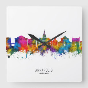 Annapolis Maryland Skyline Square Wall Clock