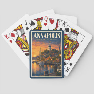 Annapolis Maryland Sunset Illustration Travel Art Playing Cards