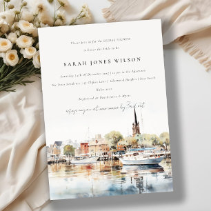 Annapolis Maryland Watercolor Bridal Shower Invitation
