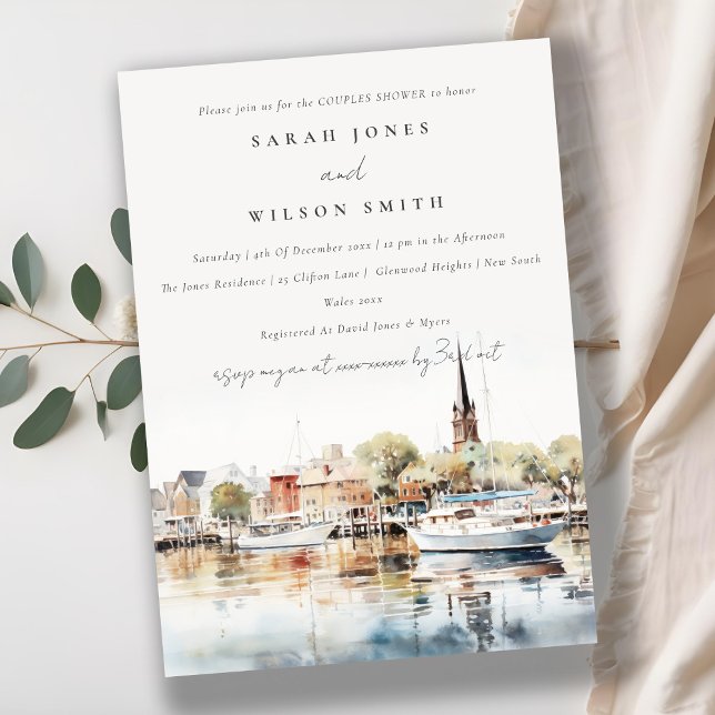 Annapolis Maryland Watercolor Couples Shower Invitation (Creator Uploaded)