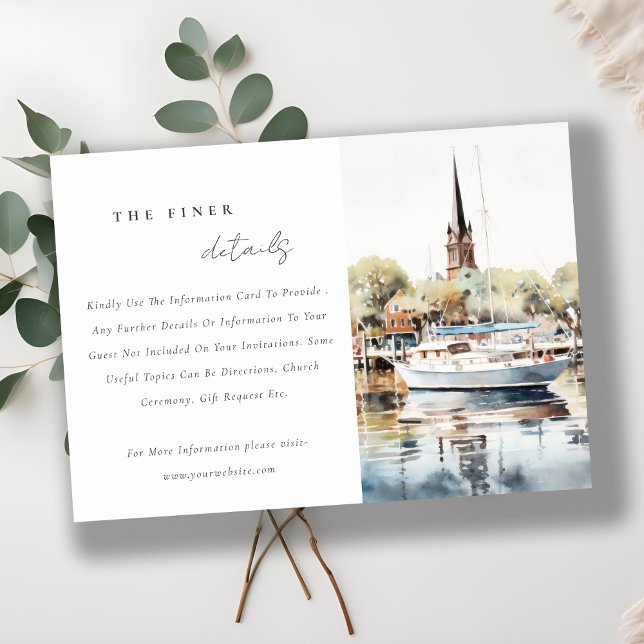 Annapolis Maryland Watercolor Wedding Details Enclosure Card (Creator Uploaded)