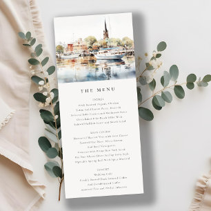 Annapolis Maryland Watercolor Wedding Menu Invitation
