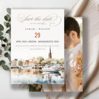 Annapolis Maryland Watercolor Wedding Photo