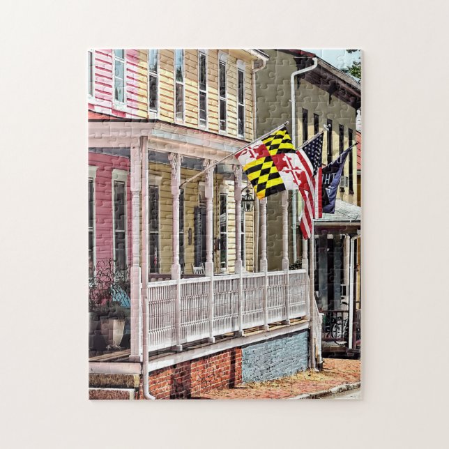 Annapolis MD - Flags Along East Street Jigsaw Puzzle (Vertical)