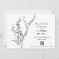 Annapolis MD Wedding Elegant Black White QR code