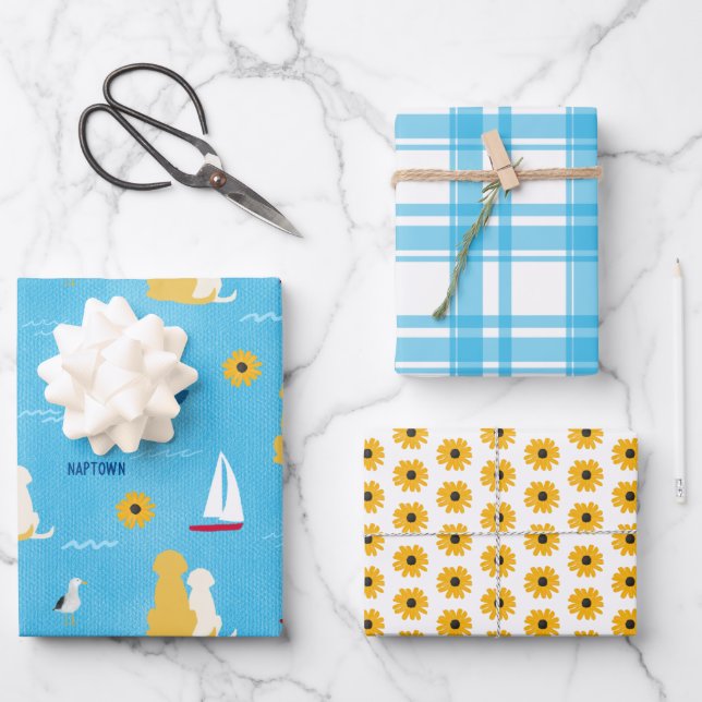 Annapolis Pups Summertime Style Gift Wrap Set of 3 (Front)